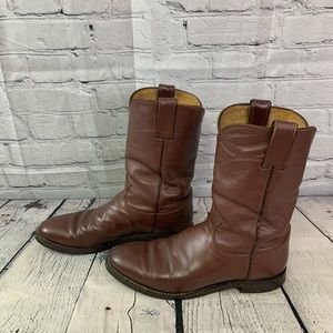 Brown Leather Justin Boots 7 1/2 D